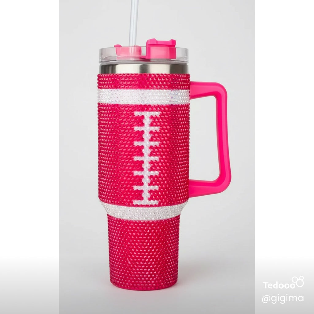 ✨ 40 oz Football Rhinestone Tumbler ✨