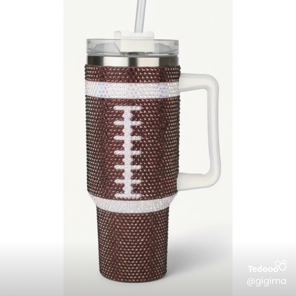 ✨ 40 oz Football Rhinestone Tumbler ✨