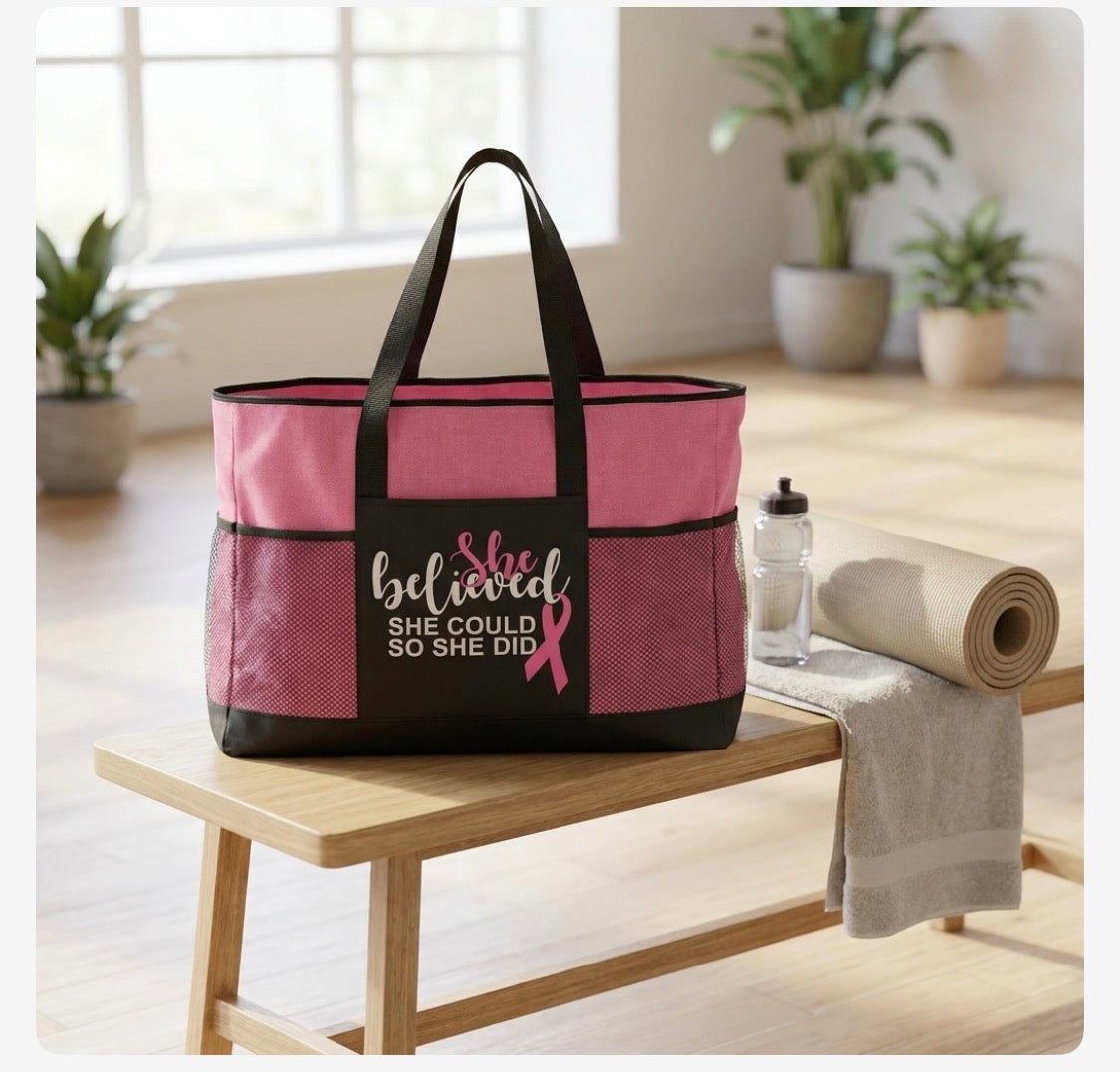 Breast Cancer Zippered Tote bag