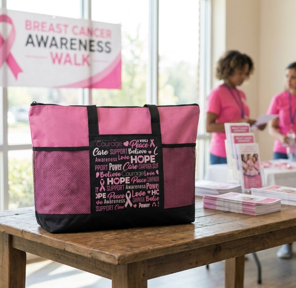 Breast Cancer Zippered Tote bag