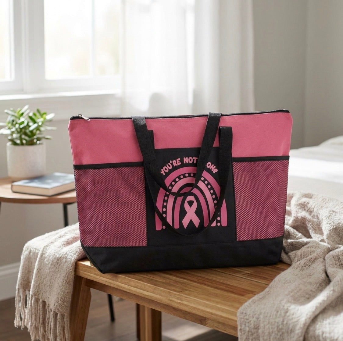 Breast Cancer Zippered Tote bag
