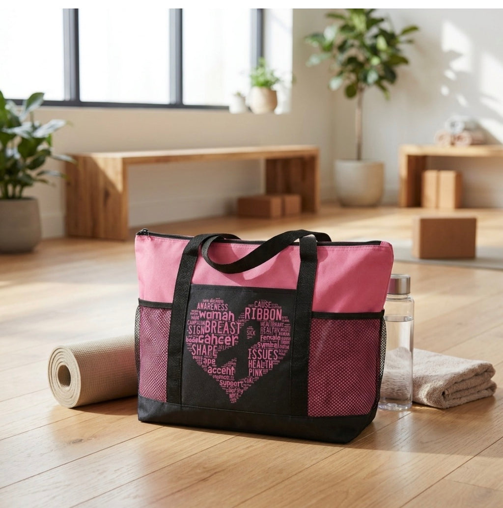 Breast Cancer Zippered Tote bag