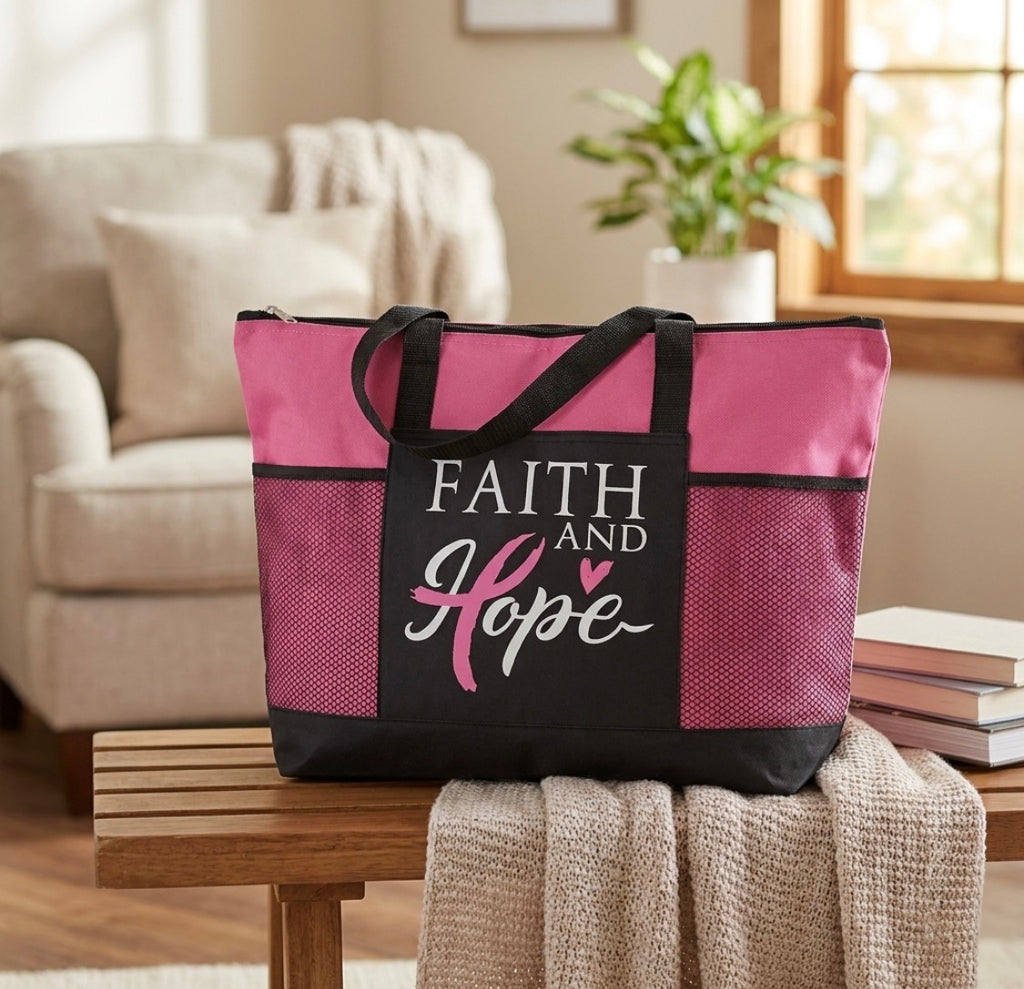 Breast Cancer Zippered Tote bag